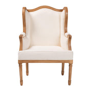 Accent Chair, Beige Fabric with Brown Wood Legs