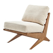 Accent Chair, Beige Fabric with Solid Wood Legs