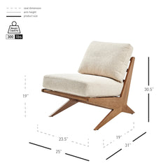 Accent Chair, Beige Fabric with Solid Wood Legs