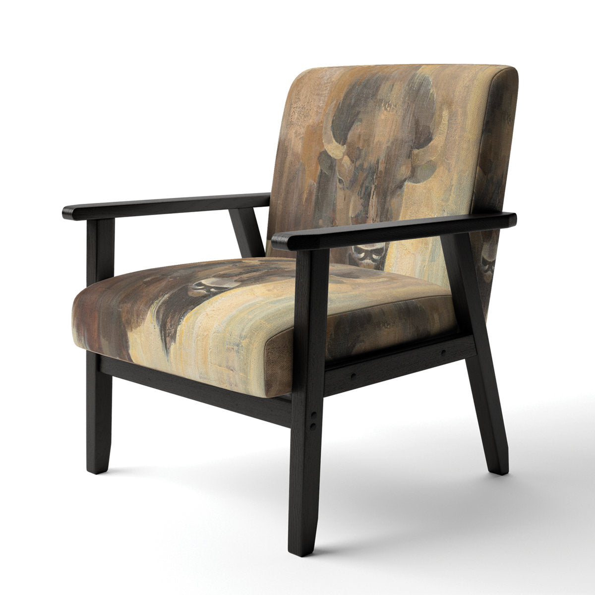 Accent Chair, Black Animal Print Velvet with Black Legs