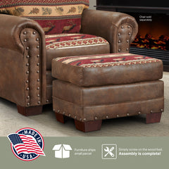 Accent Chair, Brown Cotton Tapestry with Walnut Wood Legs