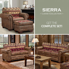 Accent Chair, Brown Cotton Tapestry with Walnut Wood Legs