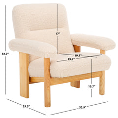 Accent Chair, Cream Boucle with Natural Wood Legs