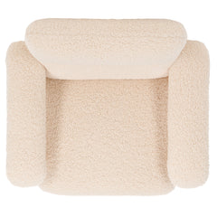 Accent Chair, Cream Boucle with Natural Wood Legs