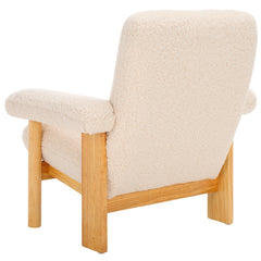 Accent Chair, Cream Boucle with Natural Wood Legs