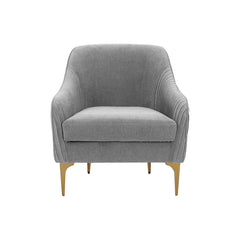 Accent Chair, Gray Velvet, Brushed Brass Legs
