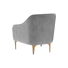 Accent Chair, Gray Velvet, Brushed Brass Legs