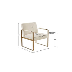 Accent Chair in Cream Polyester Velvet with Gold Metal Legs
