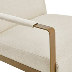 Accent Chair in Cream Polyester Velvet with Gold Metal Legs