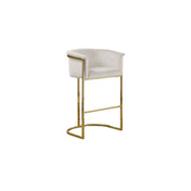 Accent Chair in Cream Velvet with Iron Frame and Cantilever Legs