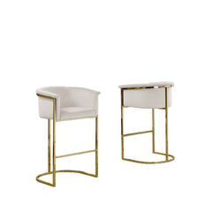 Accent Chair in Cream Velvet with Iron Frame and Cantilever Legs