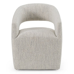 Accent Chair, Ivory Boucle with Round Arms