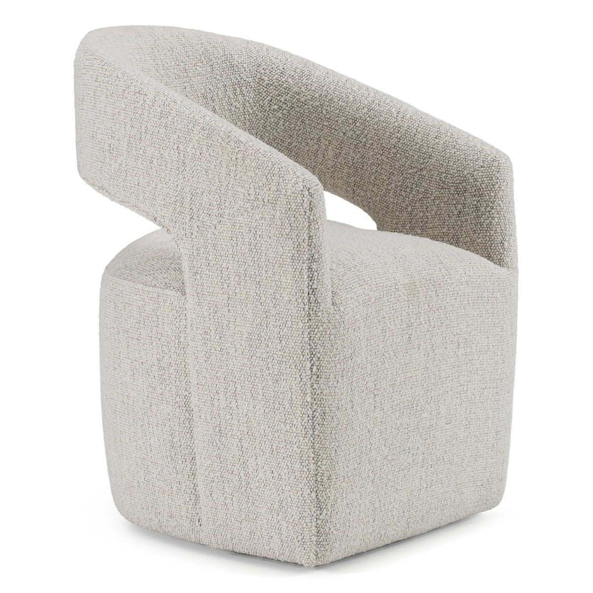 Accent Chair, Ivory Boucle with Round Arms