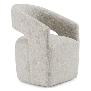 Accent Chair, Ivory Boucle with Round Arms