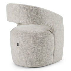 Accent Chair, Ivory Boucle with Round Arms