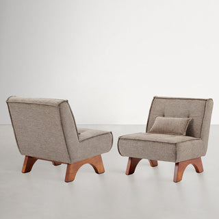Accent Chair, Light Brown Boucle with Natural Wood Legs