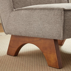 Accent Chair, Light Brown Boucle with Natural Wood Legs