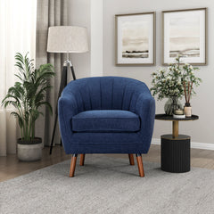 Accent Chair, Mid-Century Modern, Blue Polyester