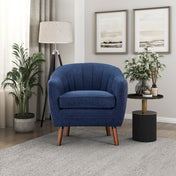 Accent Chair, Mid-Century Modern, Blue Polyester