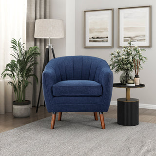 Accent Chair, Mid-Century Modern, Blue Polyester