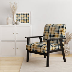 Accent Chair, Plaid Velvet, Solid Wood Frame, Black Legs