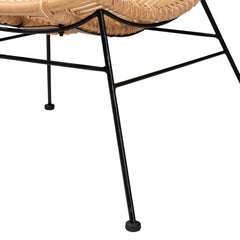 Accent Chair, Rattan Seat with Metal Frame, Natural Brown