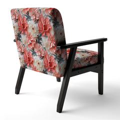 Accent Chair, Velvet Upholstery, Floral Pattern, Black Legs
