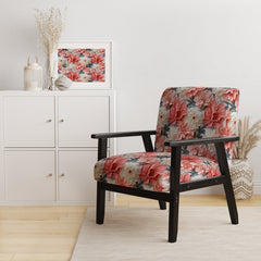 Accent Chair, Velvet Upholstery, Floral Pattern, Black Legs