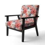 Accent Chair, Velvet Upholstery, Floral Pattern, Black Legs