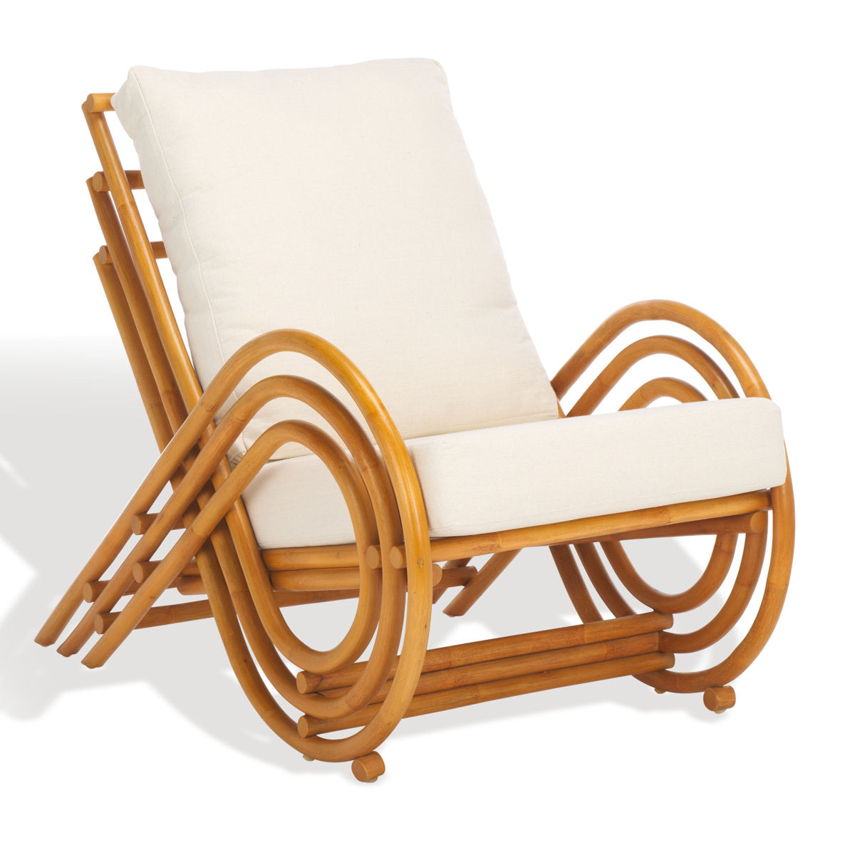 Accent Chair, White Linen with Natural Finish