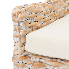 Accent Chair, Wicker Frame, Cotton Blend Cushion, Natural White Wash