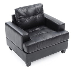 Accent Chair with Faux Leather Upholstery and Black Legs