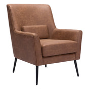 Accent Chair with Faux Leather Upholstery and Metal Legs