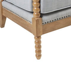 Accent Chair with Light Blue Polyester Upholstery and Solid Wood Legs