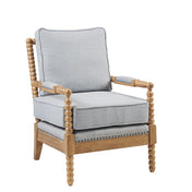 Accent Chair with Light Blue Polyester Upholstery and Solid Wood Legs