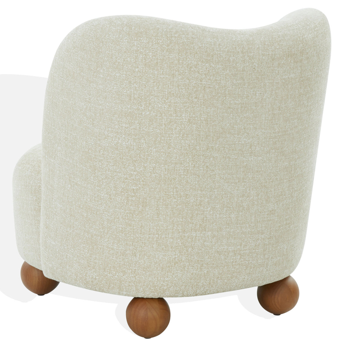 Accent Chair with Taupe Chenille Upholstery and Brown Wood Legs