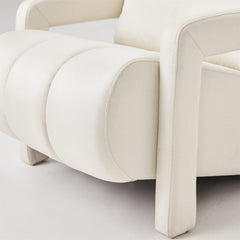 Accent Chairs, Set of 2, Beige Linen with Wood Legs