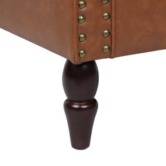 Accent Chairs, Set of 2, Brown Faux Leather with Black Walnut Legs