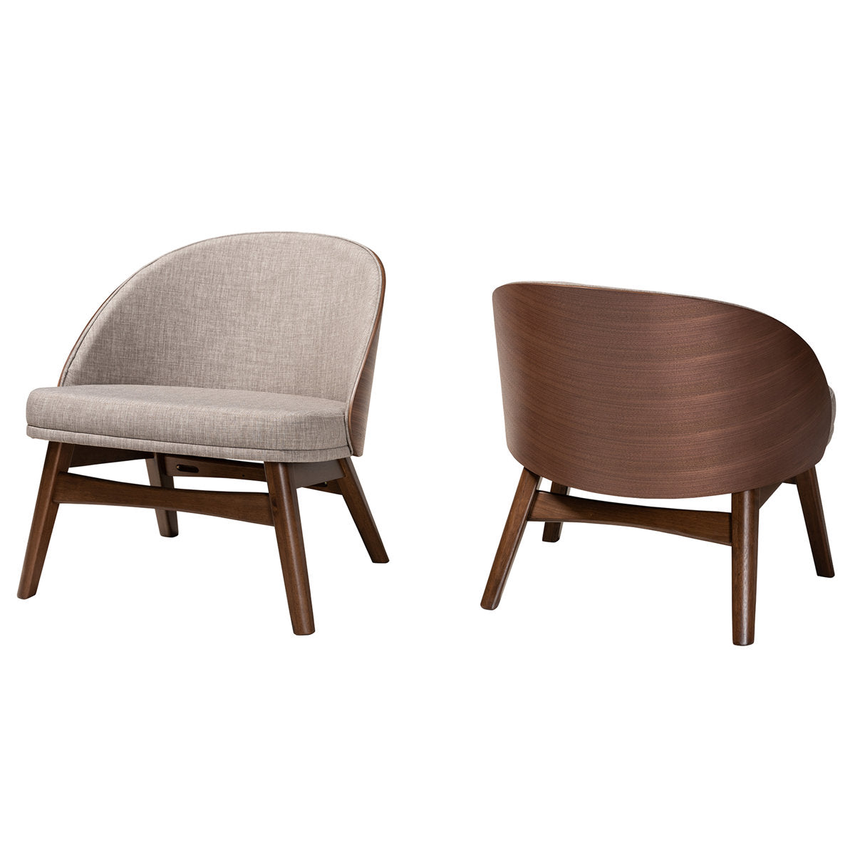 Accent Chairs, Set of 2, Gray Polyester with Solid Wood Frame