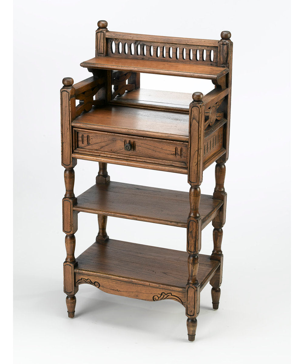 Accent Chest, 1 Drawer, 2 Shelves, Solid Mahogany Wood, Walnut