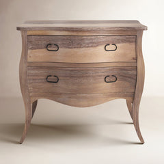 Accent Chest, 2 Drawers, Solid Mango Wood, Natural Mango