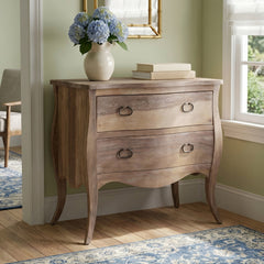 Accent Chest, 2 Drawers, Solid Mango Wood, Natural Mango