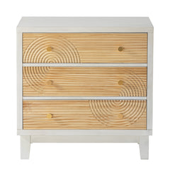Accent Chest, 3-Drawer, Fir Wood and MDF, White and Natural