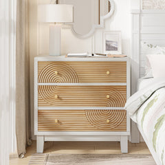 Accent Chest, 3-Drawer, Fir Wood and MDF, White and Natural