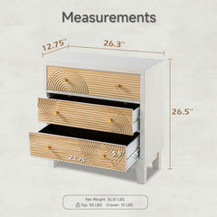 Accent Chest, 3-Drawer, Fir Wood and MDF, White and Natural