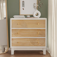 Accent Chest, 3-Drawer, Fir Wood and MDF, White and Natural