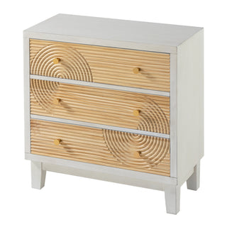 Accent Chest, 3-Drawer, Fir Wood and MDF, White and Natural