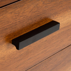 Accent Chest, 3 Drawers, Brown Mahogany with Black Metal Frame