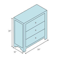 Accent Chest, 3 Drawers, Hand Painted Mango Wood in Blue and Brown