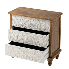 Accent Chest, 3 Drawers in Brown and White Wood